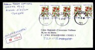 Turquie: Env Recommandée Voyagée Pour La France Fleurs Flowers Blumen 11-11-2002 - Storia Postale