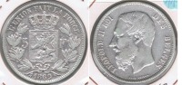 BELGICA 5 FRANCS 1869 PLATA SILVER S - 5 Francs