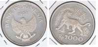 INDONESIA 2000 RUPIAS 1974 PLATA SILVER S - Indonésie