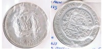 REPUBLICA DOMINICANA 10 PESOS 1975 PLATA SILVER S2 - Dominikanische Rep.