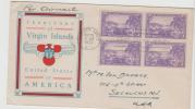USG050 /  DÄNISCH- WESTINDIEN -  Virgin Islands 4-er Block Auf Illustriertem FDC 1937 - Danish West Indies