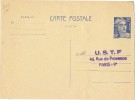 LBL33D3- FRANCE EP CP GANDON 12f BLEU 3 LIGNES EXPEDITEUR  REPIQUAGE AU VERSO - Cartes Postales Repiquages (avant 1995)