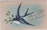 Bonne Fête Saint Nicolas (Hirondelle) - Carte Peinte - Saint-Nicolas