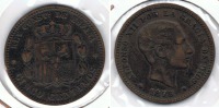 ESPAÑA ALFONSO XII 5  CENTIMOS PESETA BARCELONA 1879 Q - Collections