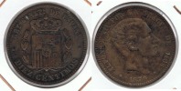 ESPAÑA ALFONSO XII 10 CENTIMOS PESETA BARCELONA 1879 Q - Collections