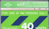 BRITISH TELECOM - Phonecard 40 Units For Use In HM Prisons Only Used - BT Schede Mondiali (Prepagate)