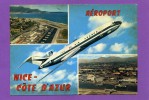 06 NICE AEROPORT  MULTIVUED AU CENTRE A LE BOEING SUPER B 727 200   FLAMME AU DOS - Aeronautica – Aeroporto