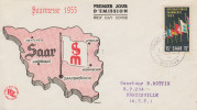 Enveloppe  FDC   1er  Jour  SARRE  3éme    Foire  Internationale   SAARBRÜCKEN    1955 - FDC