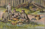 Allemagne 1915. Carte Postale, Dessin. A Voyagé En Franchise Militaire. Feldpostkarte. Soldats Jouant Aux Cartes (skat) - Cartes à Jouer