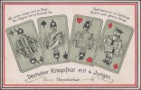 Allemagne. Carte Postale, Dessin. Cartes à Jouer Stylisées. Écrite, Feldpostkarte, Sans Oblitération. Kriegsskat - Cartes à Jouer