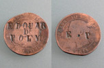 10 Centimes 1855 W (Lille) Napoléon III. Surcharge E.P EDOUARD POLY - 10 Centimes