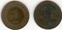 Allemagne Germany 1 Reichspfennig 1930 A J 313 KM 37 - 1 Renten- & 1 Reichspfennig