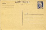 ENTIER POSTAL  # CARTE POSTALE # TYPE MARIANNE GANDON  # 12 F BLEU  # 1950 # REF STORCH -FRANCON # K 1 A # REPIQUAGE - AK Mit Aufdruck (vor 1995)