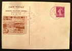 FRANCE ENTIER POSTAL - Semeuse 20c Carte Postale EXPOSITION PHILATELIQUE MULHOUSE 1934. Avec Vignette Et Cachet 21/5/193 - Standard- Und TSC-AK (vor 1995)