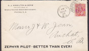 Canada G. J. HAMILTON & SONS Biscuits & Confctionery PICTOU 1905 Cover Lettre ZEPHYR PILOT - BETTER THAN EVER Cachet - Storia Postale