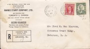 Canada MARKS STAMP COMPANY Registered Recommandée TORONTO, Ont. Spadina Ave. 1937 Cover Lettre To USA (2 Scans) - Storia Postale