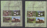 Madagascar Madagaskar 2014 Chine SILK + NORMAL Bloc Sheet Block China Joint Issue Faune Fauna Panda Cheval Horse Pferd - Osos