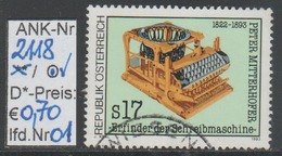 19.2.1993  -  SM  "100. Todestag V. Peter Mitterhofer"   -   O  Gestempelt  -  Siehe Scan  (2118o 01-02) - Gebraucht