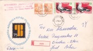 PIGEONS AND TELEPHONE STAMPS IN PAIR ON REGISTERED COVER  1982 ROMANIA. - Briefe U. Dokumente