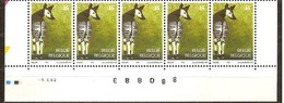 Belgie Belgique 1992 OBCn° 2486 *** MNH 5 Timbres Avec Coin Daté Cote 8,50 Euro  Faune - Dated Corners