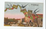 PIBRAC (31) CARTE FANTAISIE SOUVENIR DE PIBRAC  (VUE FLEURS ET HIRONDELLES) 1943 - Pibrac