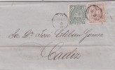 1875 LETTRE ESPAGNE. CARTA ESPANA. COMPLETA DIRIGIDA HUELVA  A CADIZ  / 1967 - Covers & Documents