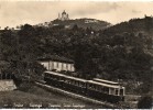 Piemonte-torino Tranvia Ferrovia Sassi Superga Veduta Treno In Transito Anni 30 - Trasporti