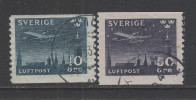 SVEZIA-1930 - 2 Valori Usatil Da 10 O. E 50 O. Di P.A. - Aereo In Volo Notturno Su Stoccolma - In Buone Condizioni. - Usados