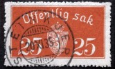 Norway 1933  Minr.15 I   35mm X19,5mm STEINKJER 20-9-1935   ( Lot C 313 ) - Officials