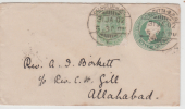 India  1902 QV 1/2A Uprated Postal Stationary Envelope  Calcutta / Allahabad   # 87540  Inde  Indien - 1882-1901 Imperium