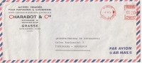 AMOUNT 120, GRASSE, RED MACHINE STAMPS ON COVER, PERFUMES COMPANY HEADER, 1975, FRANCE - Lettres & Documents