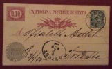 INTERO POSTALE N. 3 CASTOLINA POSTALE DI STATO 10 C.+ 5 C. ANNULLO  VENEZIA  PER TRIESTE - 1878 - Entiers Postaux