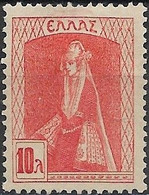 GREECE 1927 Dodecanese Costume  - 10l. - Red MH - Unused Stamps