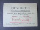 Alte Visitenkarte 1946. Fritz Jeuthe Briefmarkenhandlung. Berlin W 35. Hochbahn Bülowstraße. Mit Kalender. Klappkarte - Visiting Cards