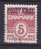 Denmark Postfähre Paket Marke 1942 Mi. 25 I    5 Ø Wellenlinien Waves Overprinted POSTFÆRGE Type I - Pacchi Postali