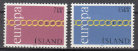 Iceland   Scott No.  429-30   Unused Hinged    Year  1971 - Unused Stamps