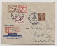 Germany - 1936 - Special Cancellation: Berlin Deutschlandhalle - 13-8-36 - Registered Letter To Fürth - Summer 1936: Berlin