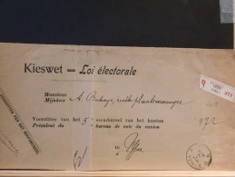 A4619  FRAGMENT DE LETTRE  RECOMM. 1912 YPRES - Franchise