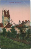 Ingolstadt - Taschenturm - Blauer Feldpostaufkleber - Verlag Hans Wutz München - Ingolstadt