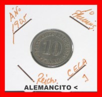 ALEMANIA  - IMPERIO - DEUTSCHES REICH - AÑO 1905-J - 10 Pfennig
