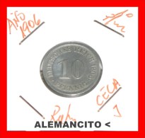 ALEMANIA  - IMPERIO - DEUTSCHES REICH - AÑO 1906-J - 10 Pfennig