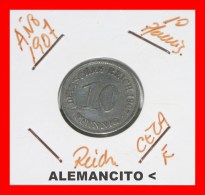 ALEMANIA  - IMPERIO - DEUTSCHES REICH - AÑO 1907-E - 10 Pfennig