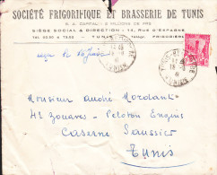 TUNISIE Lettre STE FRIGORIFIQUE ET BRASSERIE De TUNIS Du 18 JUIN 1941 Via TUNIS - Cartas & Documentos