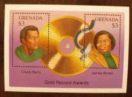 GRENADA Musique, Rock N Roll, CHUCK BERRY, JAMES BROWN. Bloc Emis En 1995 . ** MNH - Chanteurs