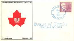 1963  Casimir Gzowski, Engineer  Sc 410 Caneco Cachet, Senate Of Canada Cancel And Handstamp - 1961-1970