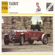 Talbot 95/105 Sports  -  1933   -  Fiche Technique Automobile (Grande Bretagne) - Cars