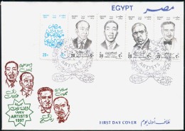 Egypt First Day Cover 1997 Celebrities - Movie Stars - Famous Artists & Actress 5 Stamps On FDC - Brieven En Documenten