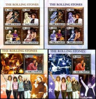 S. Tomè 2006, Music, Rolling Stones, 4val In BF +BF GOLD + 4val In BF +BF SILVER - Chanteurs