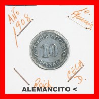 ALEMANIA  -  IMPERIO  -  DEUTSCHES REICH - AÑO 1908-D - 10 Pfennig
