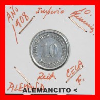 ALEMANIA  -  IMPERIO  -  DEUTSCHES REICH - AÑO 1908-F - 10 Pfennig